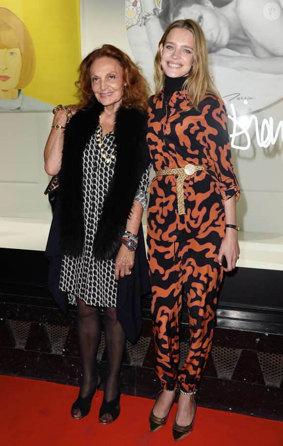 Exclusif - Diane von Fürstenberg et Natalia Vodianova - Les Galeries Lafayette lancent la Fashion Week avec Diane von Fürstenberg lors du vernissage de l'exposition "Fashion Icons" devant la vitrine boulevard Haussmann à Paris, le 24 septembre 2014.