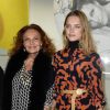 Exclusif - La créatrice légendaire Diane von Fürstenberg et Natalia Vodianova - Les Galeries Lafayette lancent la Fashion Week avec Diane von Fürstenberg lors du vernissage de l'exposition "Fashion Icons" devant la vitrine boulevard Haussmann à Paris, le 24 septembre 2014.