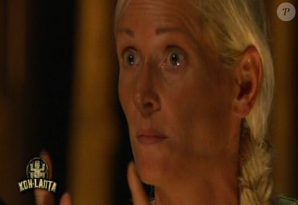Larence lors du conseil dans "Koh-Lanta 2014" sur TF1. Episode diffusé le 12 septembre 2014.