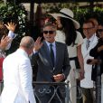  George Clooney et sa femme Amal Alamuddin quittant l'h&ocirc;tel Cipriani pour se rendre au palais de Ca Farsetti &agrave; Venise, le 29 septembre 2014 pour leur mariage civil &agrave; la mairie de Venise qui va officialiser la c&eacute;r&eacute;monie de samedi soir. 