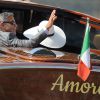 George Clooney et sa femme Amal Alamuddin quittant l'hôtel Cipriani pour se rendre au palais de Ca Farsetti à Venise, le 29 septembre 2014 pour leur mariage civil à la mairie de Venise qui va officialiser la cérémonie de samedi soir.