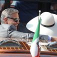  George Clooney et sa femme Amal Alamuddin quittant l'h&ocirc;tel Cipriani pour se rendre au palais de Ca Farsetti &agrave; Venise, le 29 septembre 2014 pour leur mariage civil &agrave; la mairie de Venise qui va officialiser la c&eacute;r&eacute;monie de samedi soir. 