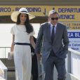 George Clooney et sa femme Amal Alamuddin quittant Venise, le 29 septembre 2014 après leur mariage civil et les cérémonies qui ont précédé