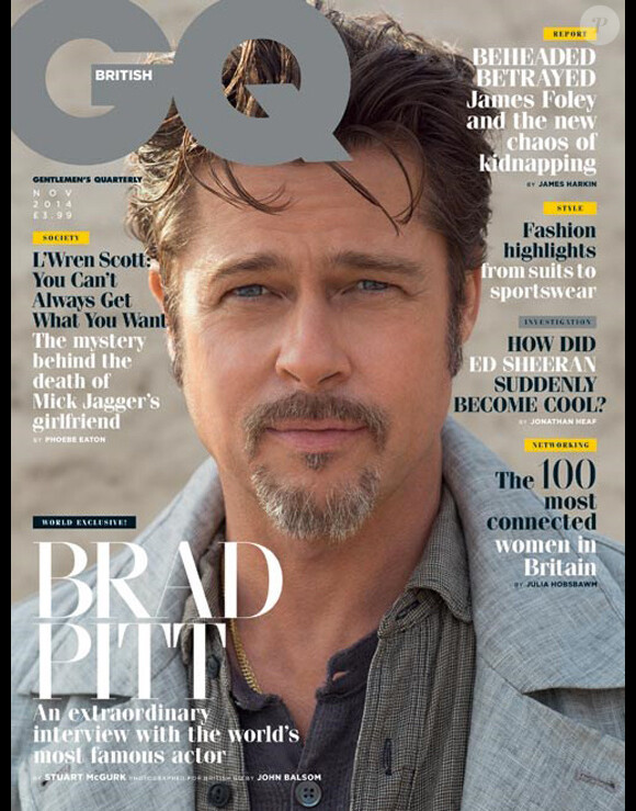 Brad Pitt en couverture du GQ britannique, édition du mois de novembre 2014.