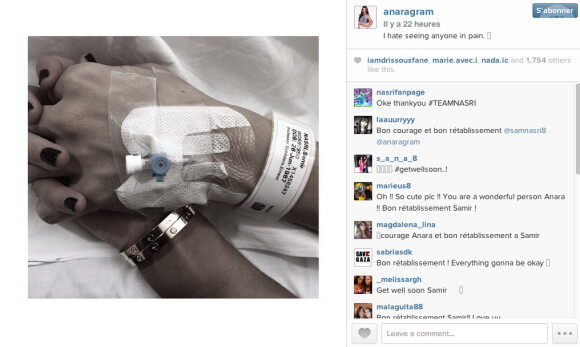 Samir Nasri avant son opération à l'aine le 27 septembre 2014. Photo prise par son amoureuse Anara Atanes. 