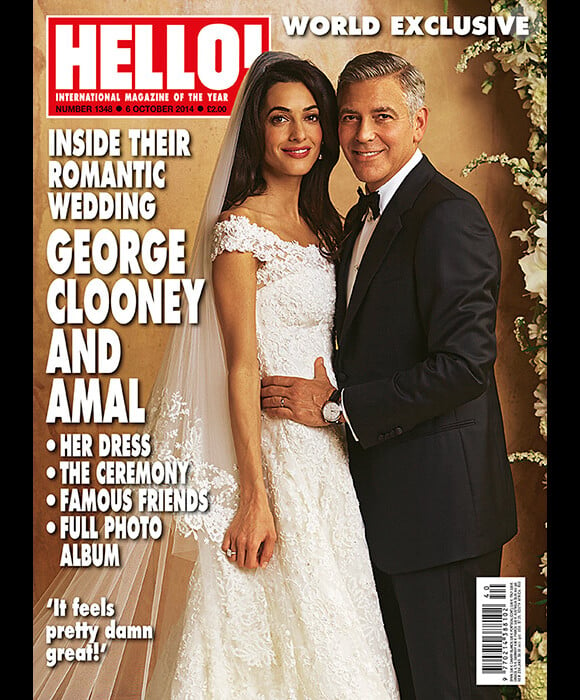 Les mariés George Clooney et Amal Alamuddin en couverture du magazine Hello!