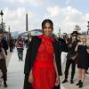 Ciara arrive à l'Espace Éphémère du jardin des Tuileries pour assister au défilé prêt-à-porter Valentino. Paris, le 30 septembre 2014.