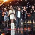 Guillaume Pley, Faustine Bollaert, Cathy Guetta, Morgan Serrano, Davis Hallyday et Cali - Deuxième prime de "Rising Star" sur M6. Le 2 octobre 2014.