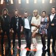 Cali, David hallyday, Morgan Serrano, Cathy Guetta, Fautine Bollaert, Guillaume Pley - Deuxième prime de "Rising Star" sur M6. Le 2 octobre 2014.