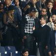  Beyonc&eacute; et Jay Z rencontrent Nicolas Sarkozy - Match PSG-Barcelone de la Ligue des Champions au parc des princes &agrave; Paris le 30 septembre 2014. Le PSG &agrave; remport&eacute; le match sur le score de 3-2. 