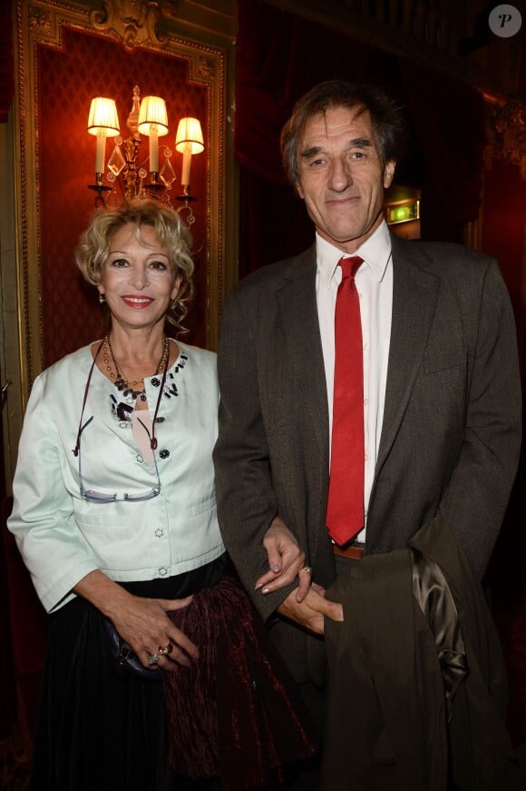 Béatrice Agenin et son mari François Bouchereau - Anny Duperey a reçu la médaille d'Officier de la Légion d'Honneur au théâtre du Palais Royal à Paris le 6 octobre 2014 