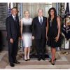 La princesse Charlene de Monaco, enceinte, et le prince Albert II de Monaco étaient mardi 23 septembre 2014 les invités de Barack et Michelle Obama lors d'une réception au Waldorf Astoria à New York en marge du Sommet des chefs d'Etat sur le climat à l'ONU. Image : Facebook du palais princier.