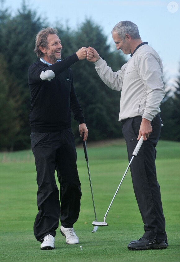 Stéphane Freiss et Alain Roche lors de la 1ère édition du Tee Break gourmand au golf d'Etiolles dans l'Essonne le 7 octobre 2014