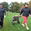 Cédric Pioline et Sylvain Marconnet lors de la 1ère édition du Tee Break gourmand au golf d'Etiolles dans l'Essonne le 7 octobre 2014