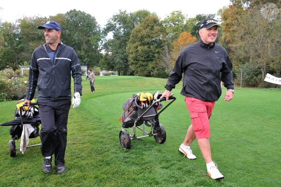 Cédric Pioline et Sylvain Marconnet lors de la 1ère édition du Tee Break gourmand au golf d'Etiolles dans l'Essonne le 7 octobre 2014