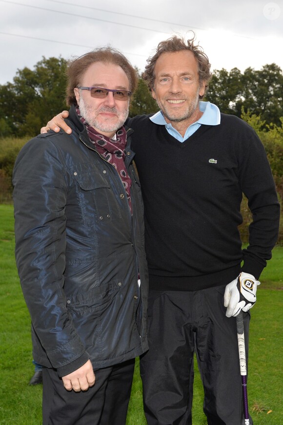 Philippe Faure-Brac et Stéphane Freiss lors de la 1ère édition du Tee Break gourmand au golf d'Etiolles dans l'Essonne le 7 octobre 2014