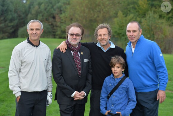 Alain Roche, Philippe Faure-Brac, Stéphane Freiss et Alain Boghossian lors de la 1ère édition du Tee Break gourmand au golf d'Etiolles dans l'Essonne le 7 octobre 2014