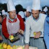 Hubert Auriol et Arnaud Gidoin lors de la 1ère édition du Tee Break gourmand au golf d'Etiolles dans l'Essonne le 7 octobre 2014
