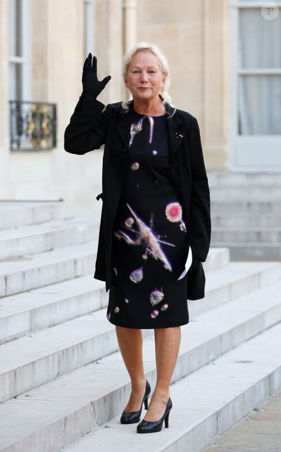 Agnès B - Cérémonie de remise des insignes de Grand Officier de la Légion d'honneur à Gilles Jacob par le président de la République au palais de l'Elysée le 9 octobre 2014.