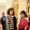 Mélanie Doutey et Audrey Tautou - Cérémonie de remise des insignes de Grand Officier de la Légion d'honneur à Gilles Jacob par le président de la République au palais de l'Elysée le 9 octobre 2014.