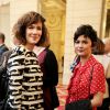 Mélanie Doutey et Audrey Tautou - Cérémonie de remise des insignes de Grand Officier de la Légion d'honneur à Gilles Jacob par le président de la République au palais de l'Elysée le 9 octobre 2014.