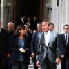 Arnold Schwarzenegger et Anne Hidalgo à l'Hôtel de Ville de Paris, le 11 octobre 2014