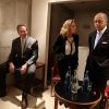 Exclusif - Arnold Schwarzenegger, Michèle Sabban et Laurent Fabius lors d'une réunion précédant le "Sommet des régions pour le climat" à Paris le 11 octobre 2014
