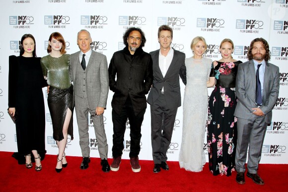 Andrea Riseborough, Emma Stone, Michael Keaton, Alejandro Gonzalez Inarritu, Edward Norton, Naomi Watts, Amy Ryan, Zach Galifanakis au 52e festival du film de New York, le 11 octobre 2014.
