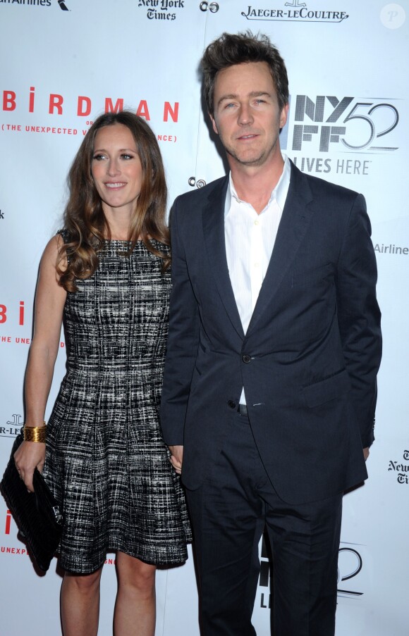 Edward Norton et Shauna Robertson au 52e festival du film de New York, le 11 octobre 2014.