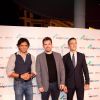 Night Shyamalan, Matt Dillon et Hernan Lopez sur le tapis rouge de la soirée du Mipcom à l'hôtel Martinez à Cannes, le 13 octobre 2014.