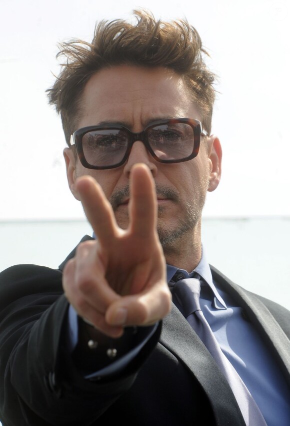 Robert Downey Jr. à Moscou pour le film Iron Man 3 le 10 avril 2013.