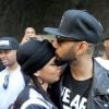 Alicia Keys (enceinte) et son mari Swizz Beatz manifestent à New York, le 14 octobre 2014.