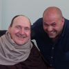 Philippe Pozzo di Borgo (dont la vie a inspiré le film "Intouchables") et son auxiliaire de vie Abdel Yasmin Sellou pendant 10 ans et aujourd'hui chef d'entreprise au centre de congrès Diagora-Labège à Toulouse, le 12 octobre 2014, à l’occasion d’un colloque organisé par l'association "Une place pour chacun"