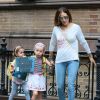 Sarah Jessica Parker accompagne ses filles Marion et Tabitha à l'école à New York. Le 14 octobre 2014.