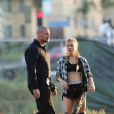  Fergie en plein tournage de son clip dans les rues de Los Angeles, le 19 octobre 2014. 