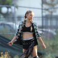 Fergie en plein tournage de son clip dans les rues de Los Angeles, le 19 octobre 2014.  