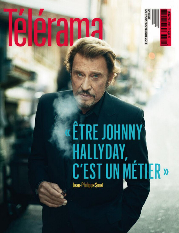 Johnny Hallyday en couverture de "Télérama", en kiosques le 29 octobre 2014.