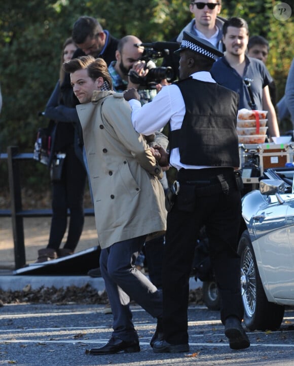 Tournage d'une scène du nouveau clip du groupe "One Direction" à Londres, le 28 octobre 2014.