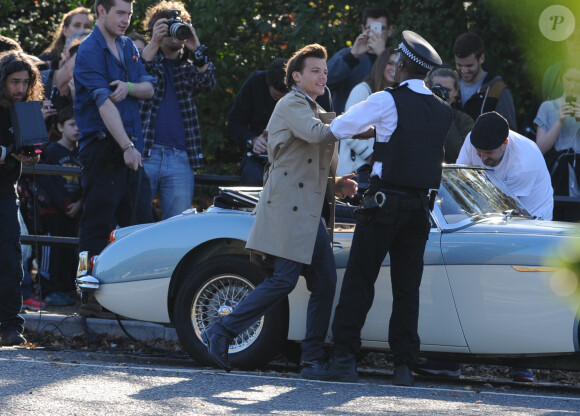 Tournage d'une scène du nouveau clip du groupe "One Direction" à Londres, le 28 octobre 2014.