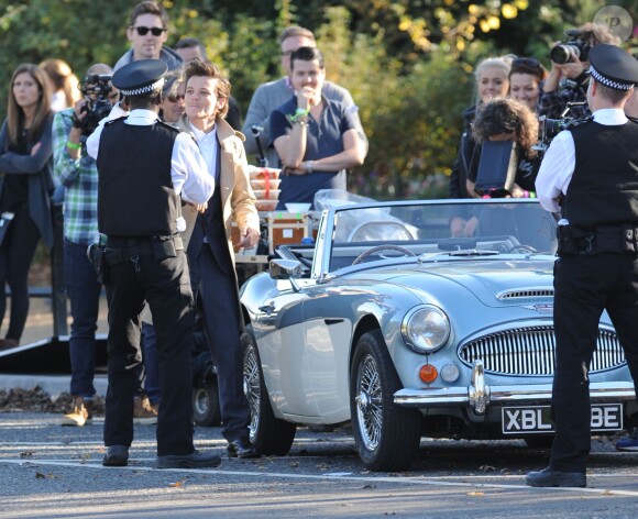 Tournage d'une scène du nouveau clip du groupe "One Direction" à Londres, le 28 octobre 2014.