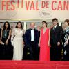 Aurélie Filippetti avec l'équipe du film Jimmy P., Mathieu Amalric, Danny Mooney, Michelle Thrush, Misty Upham, Arnaud Desplechin, Benicio Del Toro, et Gina McKee lors du 66e Festival du film de Cannes le 18 mai 2013