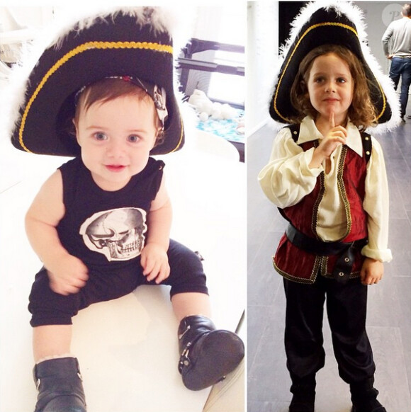 Skyler et Kaius "Kai" (les deux garçons de Rachel Zoe) déguisés et Jack Sparrow pour Halloween 2014
