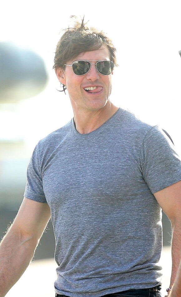 Exclusif - Tom Cruise fait des repérages pour le tournage du film "Mission Impossible 5", accompagné de Wade Eastwood, l'un des plus grands cascadeurs, à Monaco, le 10 octobre 2014. 