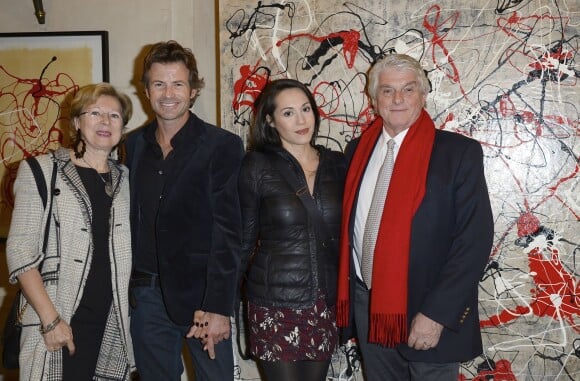 Exclusif - Monique Brohard, Christophe Dardeau, sa femme Candice Hugo et Yvan Brohard - Vernissage de l'exposition "Visa" de Christophe Dardeau à la galerie Breheret à Paris, le 4 novembre 2014.