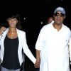 Stevie Wonder et sa chérie Tomeeka Robyn Bracy à la sortie du concert de Jay Z et Beyonce à Los Angeles, le 3 août 2014