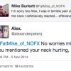 Fat Mike s'excuse après avoir frappé un fan lors d'un concert de NOFX à Sydney le 5 novembre 2014. 