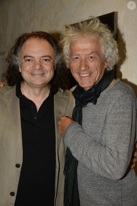 Exclusif - Patrice Peyrieras et Jean-Luc Moreau du spectacle musical "Gospel sur la Colline" prévue aux Folies Bergère à Paris, en 2015. Ici en studio d'enregistrement.