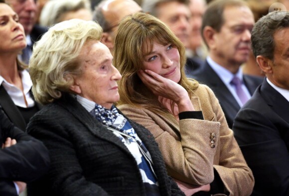 Bernadette Chirac, Carla Bruni-Sarkozy - Réunion publique de Nicolas Sarkozy, candidat à la présidence de l'UMP à Paris, le 7 novembre 2014.