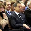 Carla Bruni-Sarkozy, Nicolas Sarkozy, Claude Goasguen - Réunion publique de Nicolas Sarkozy, candidat à la présidence de l'UMP à Paris, le 7 novembre 2014. 