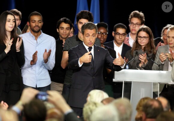Réunion publique de Nicolas Sarkozy, candidat à la présidence de l'UMP à Paris, le 7 novembre 2014.